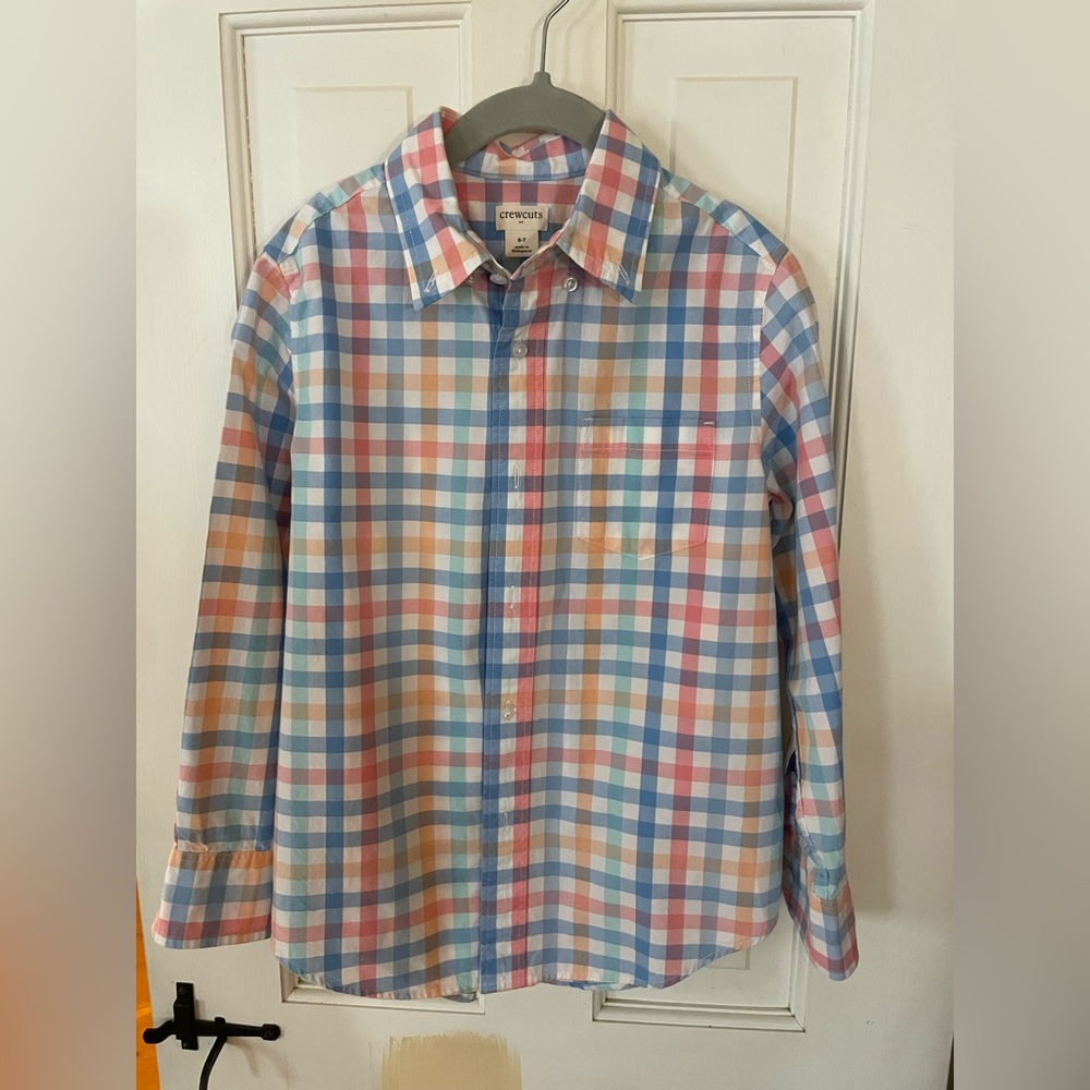 Boys JCrew Long Sleeve Plaid Button Down Size 6-7